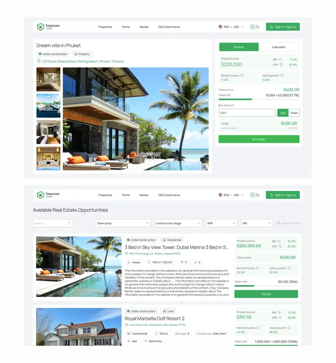 Quantum Token Plattform Dashboard